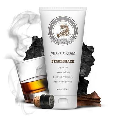 Bossman Liquid Silk Shave Cream for Men – Sensitive Skin Formula, Smooth Glide, & Soothing Protection – Moisturizing Finish (Stagecoach Scent)