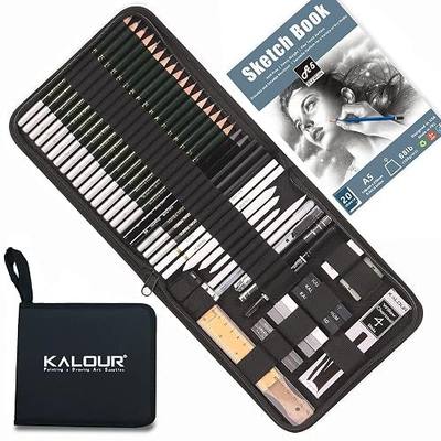 KALOUR 54-Pack Sketch Drawing Pencils Kit with Sketchbook,Include Graphite,Charcoal Pencils and Artists Tools,Pro Art Drawing Supplies for Adults Beginners,ideal for Sketching Shading