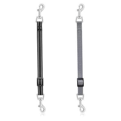 Cobee Dog Collar Clips, 2 Pcs Reflective Nylon Prong Collars Backup | Safety Adjustable Pet Dog Collar Harness Connector, Double Ended Backup Clasp Clip for Dog Puppies(Black, Gray)