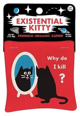 Blue Q Existential Kitty Catnip Toys - Durable Cat Toys for Biting, Premium USA-Grown Organic Catnip, Pet Supplies, 100% Silk-Screened Cotton Pouch w/Funny Kitty Graphics, Cat Birthday Gift