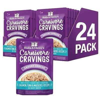 Stella & Chewy's Carnivore Cravings Wet Cat Food - Premium Pouches - Grain Free, High Protein Salmon, Tuna & Mackerel - Perfect For Picky Eaters - Complete Meal or Topper (2.8 oz, 24 Pack)