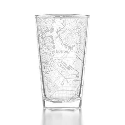 Well Told Engraved Boston Massachusetts Map Pint Glass, Etched Beer Gift (16 oz, Clear) City Map Pint, Custom City Glassware, Gifts For Beer Lovers