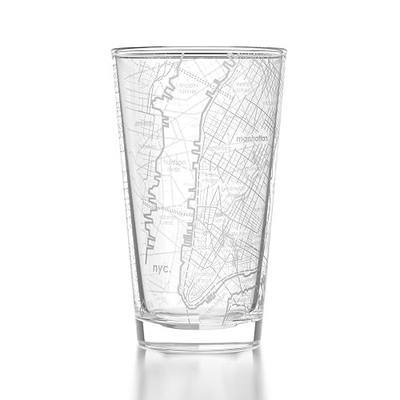 Well Told 16 oz Clear Glass New York City Map Pint Glass, Engraved Beer Glass, Gift