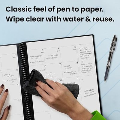 Rocketbook Reusable Smart Everyday Planner, Executive 6x8.8, Black | Flexible Undated Planning for Weekly, Monthly and Annual Goals