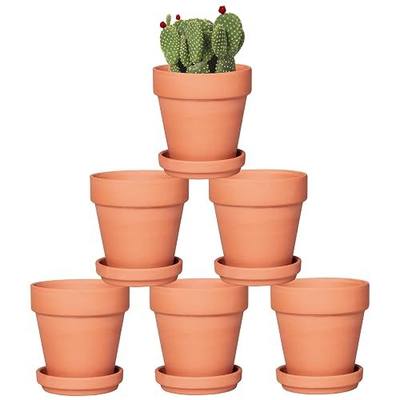 Orceler 4 Inch Terracotta Pots with Saucer - 6 Pack Small Clay Plant Pots with Drainage Holes, Flower Pots with Tray, Terra Cotta Pots for Indoor Outdoor Plants, Crafts, Wedding Favor