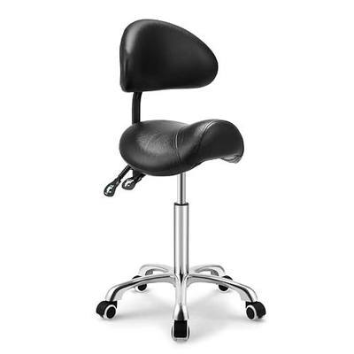 Kaleurrier Saddle Stool with Back Support,Rolling Saddle Chair for Salon | Ergonomic saddle seat & back rest,fit human body.Adjusts 22-30” seat height,ideal for salon kitchen office dental massage lab