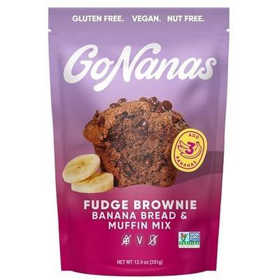 GoNanas Fudge Brownie Banana Bread & Muffin Mix, Gluten Free, Vegan, 1 Pack | Dairy Free, Nut Free, Soy Free | Allergen Friendly | Better for You | Customizable | Bakes 12 Muffins or 1 Loaf | Women-Owned