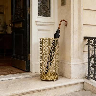 Joveco Metal Umbrella Racks, Gold Round Stand Holder Organizer with Drip Tray, Freestanding Holders for Canes Walking Sticks Entryway Home Office (Gold)