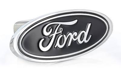 Ford Oval Hitch Cover Plug for Trailer Towing Black Solid Brass Stainless Steel Post (2 Inch)