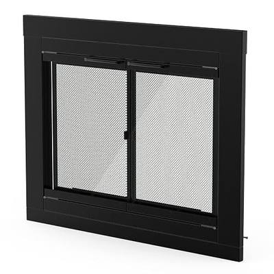Stanbroil Fireplace Glass Cabinet-Style Door, Black, Small | Decorative Fireplace Screen Door for Fireplace Accessories