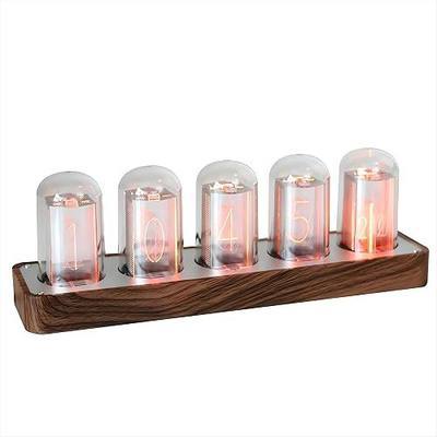 ClocTeck Nixie Tube Clock with Wi-Fi SYNC, Alarm & Timer, 12/24H Display, No Assembly Required - A Retro Gift for Friends (Wood Grain)