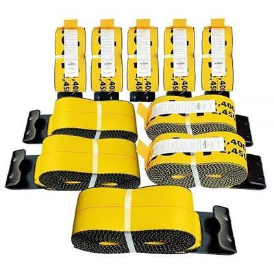 Winch Straps 4" x 30' Yellow Heavy Duty Tie Down Flat Hooks WLL 5400 lbs | 4 Inch Cargo Control for Flatbed Truck Utility Trailer (10 Pack)