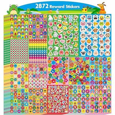 2872 Large Incentive Stickers, 64 Sheets Round Encouragement Stickers, Animals Donuts Cupcakes Stars Hearts Motivational Teacher Classroom Reward Gifts Encourage Kids to Do Chores Go to The Toilet