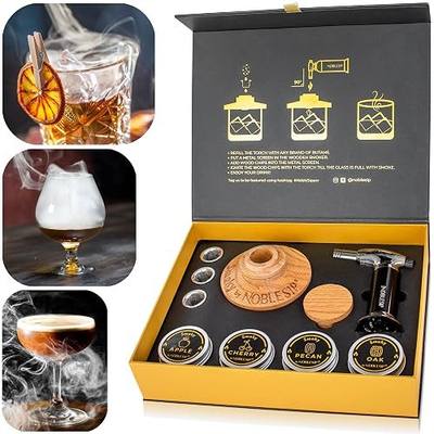 NOBLESIP® Whiskey Bourbon Cocktail Smoker Kit 𝗣𝗥𝗘𝗠𝗜𝗨𝗠 Smoky 100% Natural American Oak Wood. Easy Craft Smoked Old Fashioneds at Home Like a pro. Bar Gift Box (Original - not Engraved)