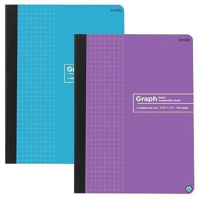 Enday Graph Paper Composition Notebook, Hard Cover Graphing Notebook, 4 Squares Per Inch Graph Ruled Composition Notebook, Premium Quad Ruled Notebook, 100 Sheets, Blue and Purple (2 Pack)