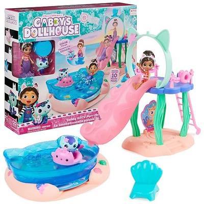 Gabby's Dollhouse, Purr-ific Pool Playset with Gabby and Mercat Figures, Color-Changing Mermaid Tails and Pool Accessories Kids Toys for Ages 3 and Up