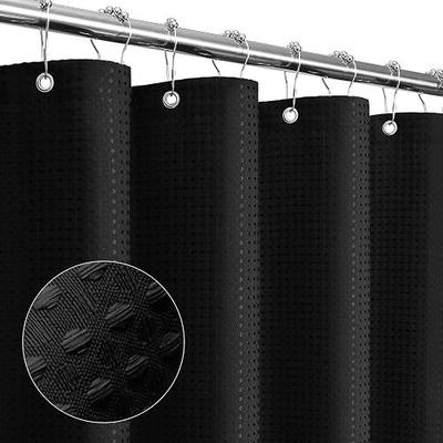 Gibelle Black Fabric Shower Curtain, 72 X 72 | Cloth-Textured Shower Curtain for Bathroom - Soft Cloth & Hotel Spa Luxury, Water Repellent, Machine Washable