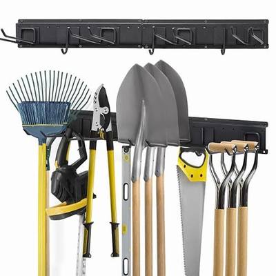 Garage Tool Storage Rack, Heavy Duty Garden Tool Holder Organizer Steel Hooks Wall Mounted Mop & Broom Storage Tool Rack with 7 Hooks Holds Garden Yard Tools,Christmas Gift for Men Dad
