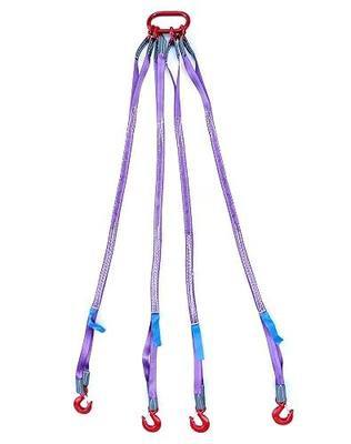 QWORK 5Ft Sling with 4 Legs Grab Hook and Adjuster, 3T G80 Alloy Steel Engine Lift Chain Link Eye Hook, 6600lbs Hoist Complete Rigging for Safe Towing and Handling of Cargo