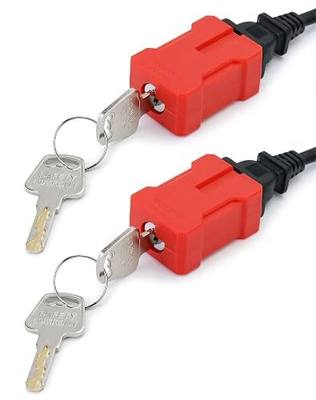 QWORK Electrical Cord Plug Lockout Device for Electrical Cord, 2 Pack Plug Locking Safety Lock, Keyed Differently, Fits 2 & 3 Prong Plugs, Electrical Shutdown Service