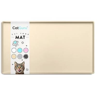 CatGuru Cat Food Mat, Small & Large Pet Feedingd Mat, 100% Waterproof Cat Mats for Food and Water, Silicone Mats for Pet Bowls, Non-Slip Placemat for Water Bowl or Fountain (Large, Sand)