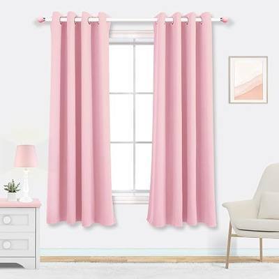 Mrs.Naturall Nursery Blackout Curtains 52" W x 63" L, Pink Grommet Curtains for Dorm Room & Girls Bedroom