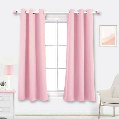 Mrs.Naturall Light Pink Blackout Curtains for Dorm & Girls Bedroom, Noise Reducing Black Out Cute Aesthetic Room Decor Short Girly Curtains for Dorm Room Essentials Girls, 2 Panels 45 Inch