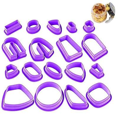 DIYOOHOMY 18 PCS Polymer Clay Cutters and Gold Foil, Making Clay Earring Jewelry Kit Molds Shape Tool Set U Geometrical Circle