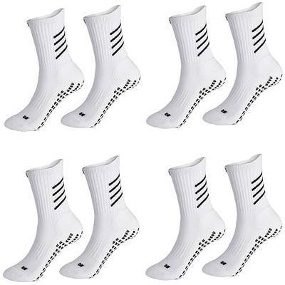 Kids Anti-slip Athletic Sock for Youth Boy Girl Toddler Baby Non skid Slipper Sock Trainning Sock for Soccer Basketball Tennis Yoga White M 4P