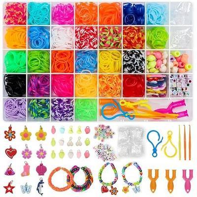 Loom Rubber Band Bracelet Kit, 3000+ 30-Color, Storage Case, Ages 8+ | Latex-free non-toxic, soft & durable, clear organizer, charms & fruit beads, fine motor skills, party favors, beginner friend