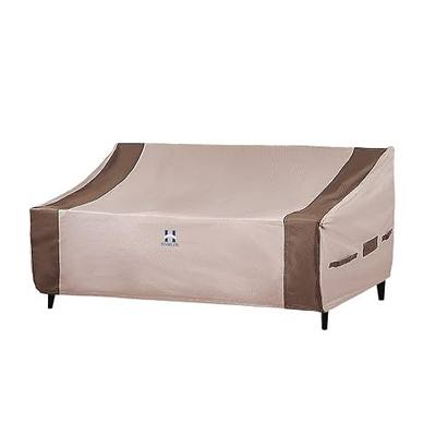 HAMLER Patio Sofa Cover, 4-Seater Heavy Duty Outdoor Couch Cover, Waterproof, Fits up to 124"W x 34"D x 24"H, Brown & Beige