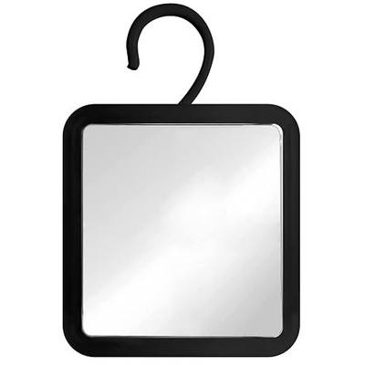 MIRRORVANA Hanging Fogless Shower Mirror for Shaving with 360° Rotatable Swivel Hook - Anti Fog and Shatterproof 6.3" x 6.3" Surface (Black)
