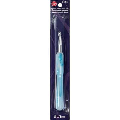 Boye Anodized Aluminum Crochet Hook with Ergonomic Acrylic Handle, US Size L (8mm), Light Blue