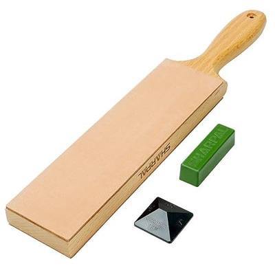 SHARPAL 205H Double-Sided Leather Strop 13.2" x 2.4" Kit | Genuine Cowhide Stropping Block with 2 oz Polishing Compound & Angle Guide, Knife Strop for Honing Knives, Tools