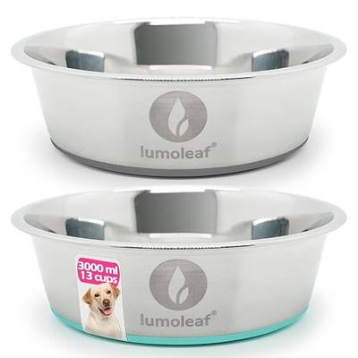 LumoLeaf Dog Bowls Large Stainless Steel 100oz/13Cups 2 Pack Water and Food Bowls, Non Slip Pet Feeder Dishes with Rubber Bottom, Pet Bowls for Medium and Large Dogs