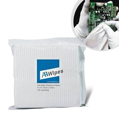 AAWipes Cleanroom Wipe Cloths (Grade A) - Safe Electrostatic Discharge (ESD) Polyester Wiper Special ESD-Safer Wiper Cloths Lint Free Static Dissipasive Wipers (6"x6") 100pcs