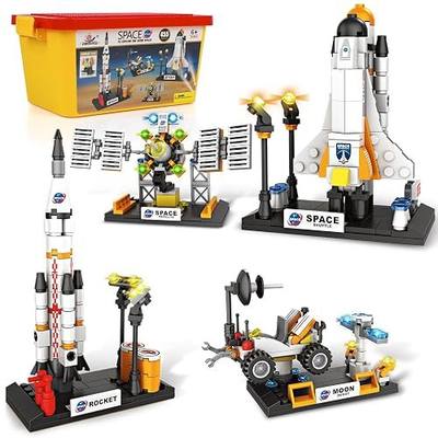 City Space Exploration Toys, STEM Aerospace Building Kit Toy with Rocket, Space Shuttle, Moon Buggy, Satellite, Best Gifts for 6 7 8 9 10 11 12 Years Old Kids Boys Girls (455 Pieces)