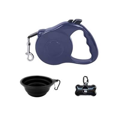 Retractable Dog Leash Set for X-Small/Small/Medium Dogs, Including 1 Portable Silicone Bowl + 1 Waste Bag Dispenser