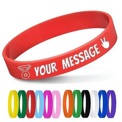 Personalized Silicone Wristbands Bulk with Text Message Custom Rubber Bracelets Customized Rubber Band Bracelets for Events, Motivation,Fundraisers, Awareness,Red