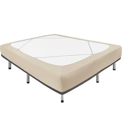 Biscaynebay Decorative Box Spring Cover Queen Size, Light Camel Luxurious Jersey Knitting Stretchy Wrap Around 4 Sides Bed Skirt for Home/Hotels, Easy Fit Wrinkle & Fade Free Machine Washable