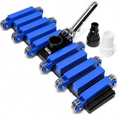 Aquatix Pro Pool Vacuum Head, 22" Commercial Grade, Aluminum Handle | 2 x Hose Adapter, 10 Weighted Plates, Stainless Steel Balls, Flex Swivel Large Swimming Pool Head with Bottom Brush