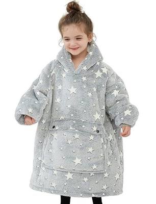 NOUKOW Wearable Blanket Hoodie Oversized Sherpa Blanket Sweatshirt Flannel Sweater Blanket with Large Pocket