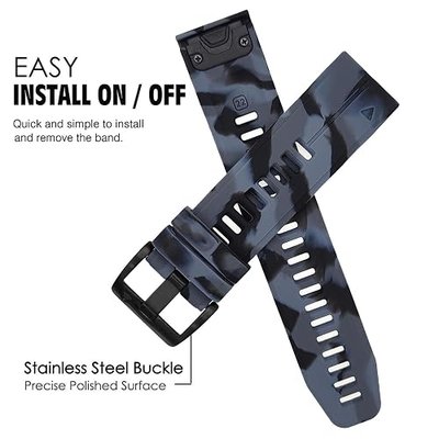 Abanen Camo Silicone Watch Bands for Garmin epix Pro 47mm,Instinct 2 Solar,Forerunner 955/965,Fenix 6,Fenix 5
