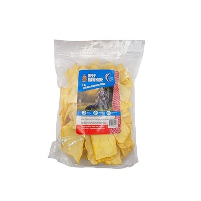 American Made Treat Company 0515 American Beefhide Chews, Rawhide Chicken Basted Chips for Dogs, a Good Source for Protein and Assists in Dental Health, 1 Pound Pack