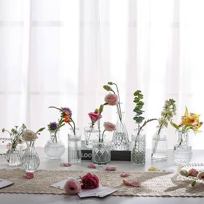 hjn Bud Vase Set of 10 - Clear Bud Vases in Bulk, Small Vases for Flowers, Glass Flower Vases for Centerpieces, Mini Flower Vases for Rustic Wedding Decorations