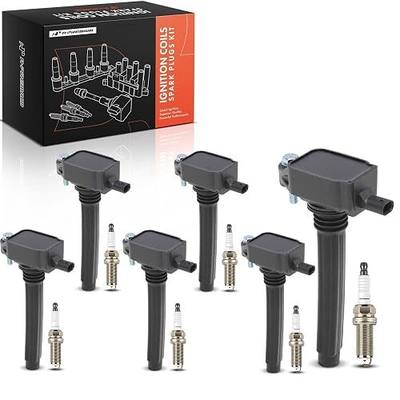 A-Premium Ignition Coil Pack with 2-Pins and Iridium Spark Plugs Compatible with Jeep Grand Cherokee 2011-2015, Wrangler 2012-2017 & Dodge Grand Caravan 2011-2020, V6 3.6L, Set of 6