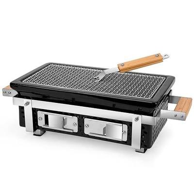 ONLYFIRE GRILLS Charcoal BBQ Hibachi Grill with Grid Lifter, Portable Yakitori Grill with Stainless Steel Grate, Barbecue Stove for Outdoor Camping Picnic Patio Backyard Cooking, GS306