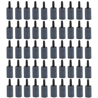 50 Pack 1 Inch Aquarium Air Stone, Cylinder Bubble Aerator Diffuser Fish Tank Bubbler Pump Accessories Aerator Stones for Hydroponics Grey (50 Pack)