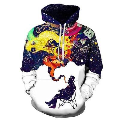 Maener Unisex Tie Dye Hoodies Casual Hoody Sweatshirt Novelty Graphic 3D Galaxy Oversized Fleece Pullover