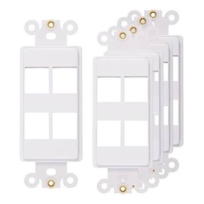 4-Port Decorator Insert with Nut, Wall Plate Adapter, White (4 Port 5 Pack)